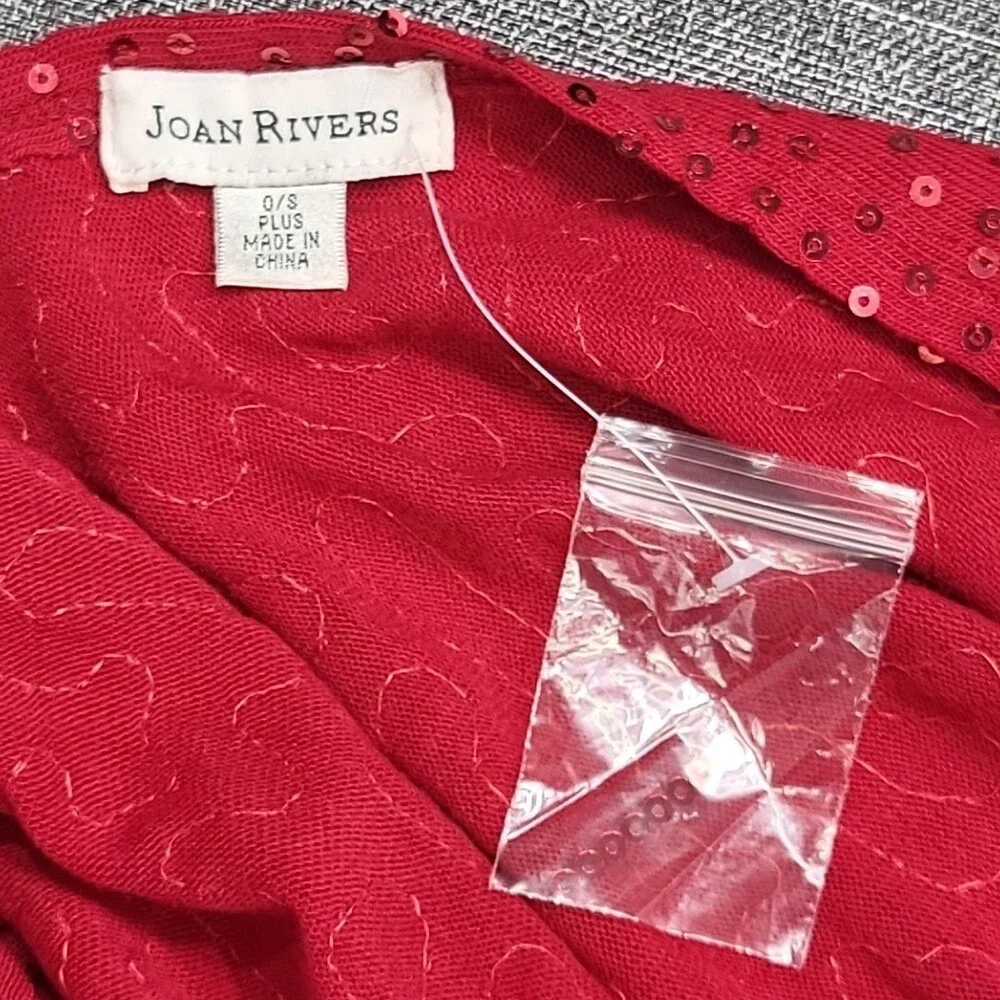 Joan Rivers Women's Red Cape Style Sequined Pullover Top One Size - Picture 2 of 5